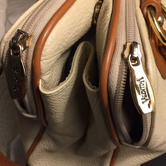 Valentina Off White Pebbled Cream Leather Handbag - Picture 9 of 12